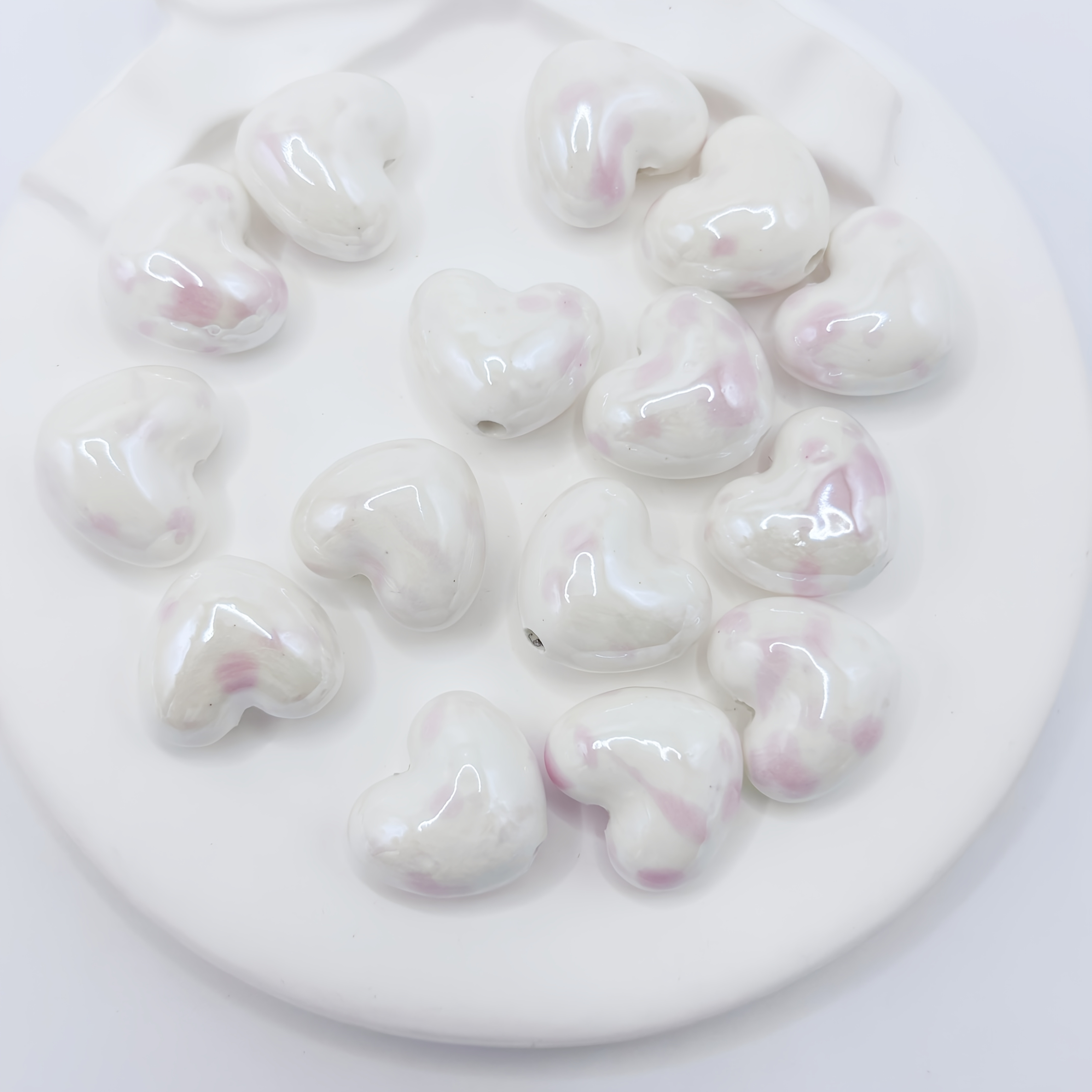 Pink Ceramic Decorative Beads for DIY